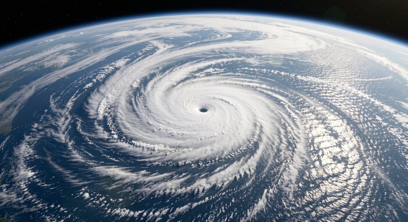 Hurricane swirling over the Atlantic Ocean during El Nino suppressed season