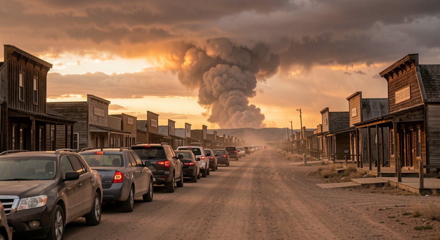 Residents evacuating Eureka Utah as Iron Fire smoke plume rises on horizon June 2026