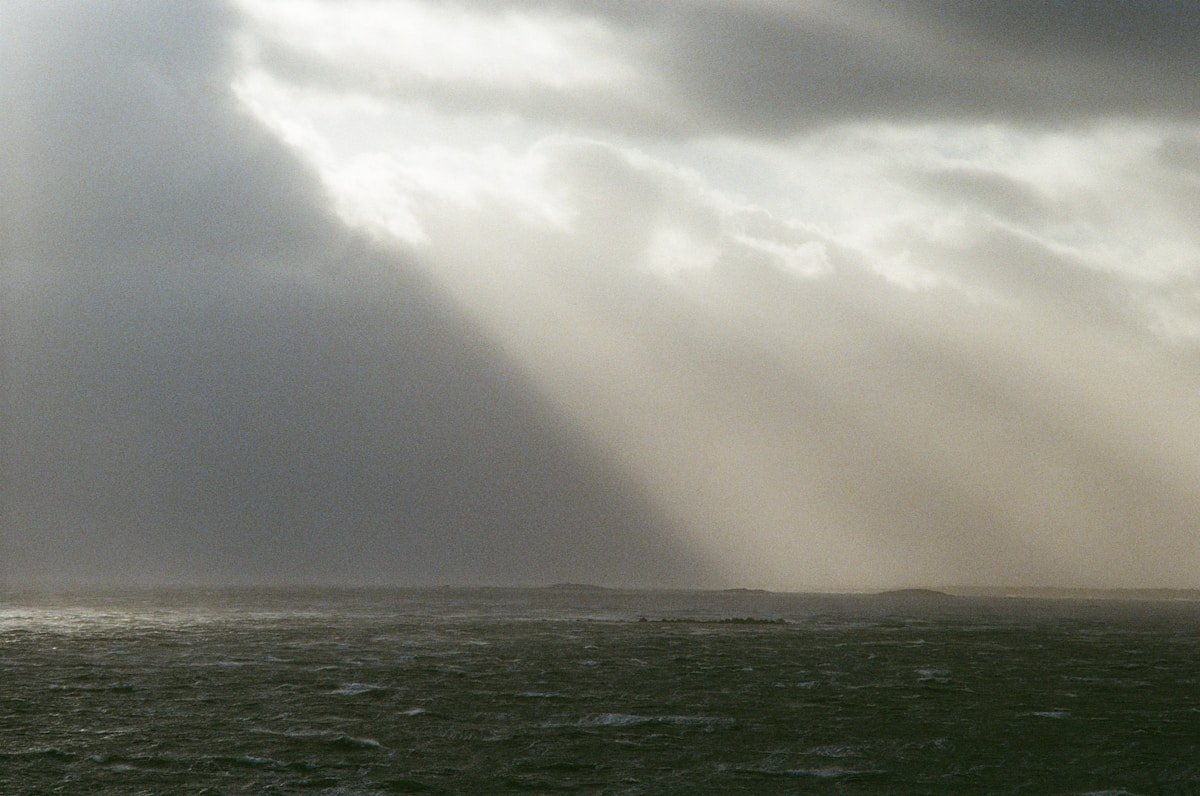 Storm clouds gathering over the ocean showing hurricane weather conditions