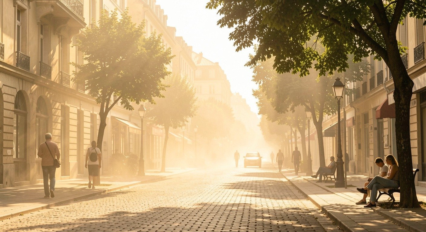 Record-breaking June heat wave southern Europe city scene