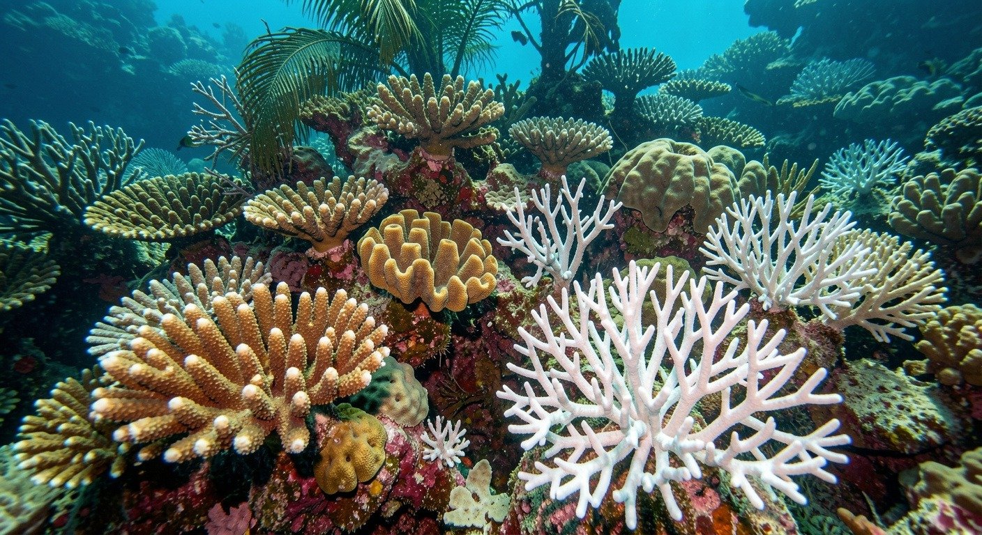 Coral reef bleaching acceleration 2026 underwater scene