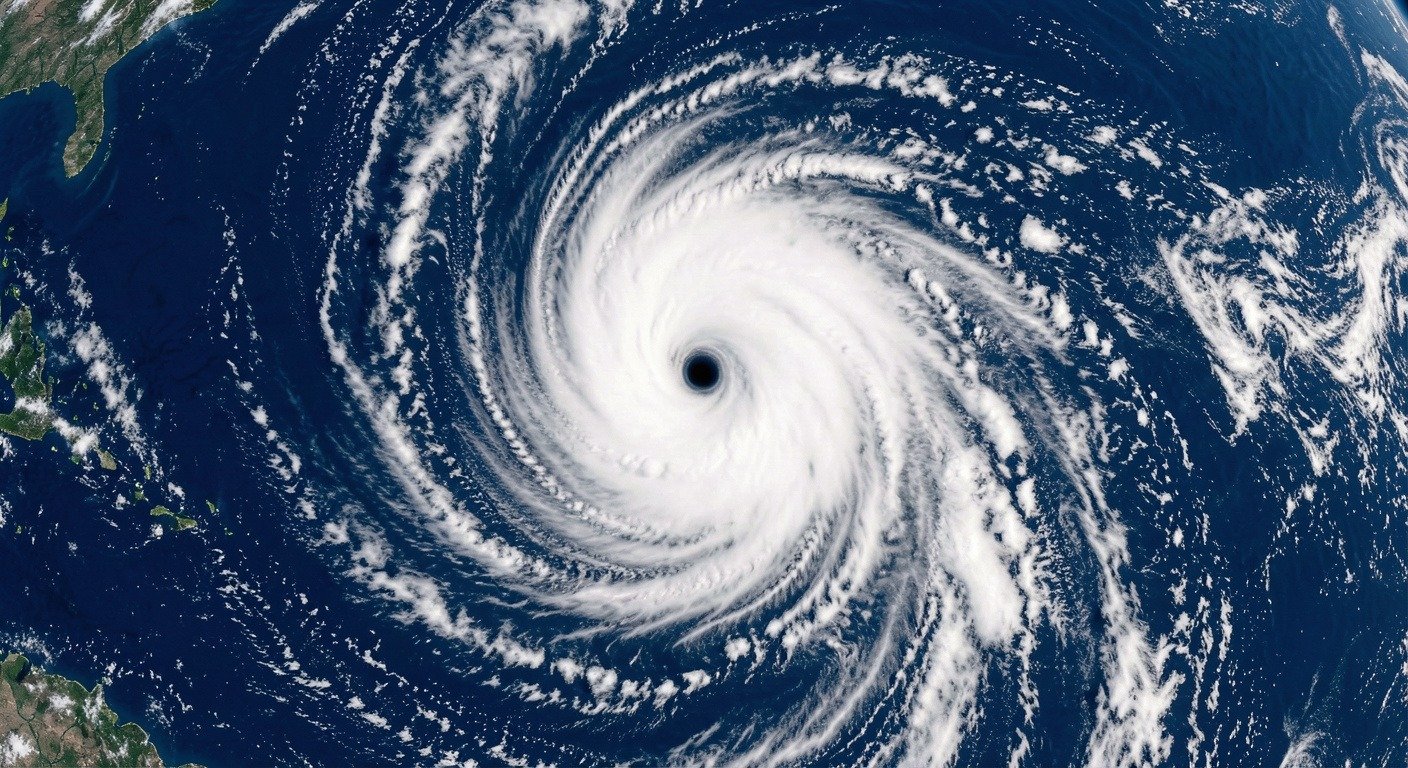 Atlantic hurricane from space satellite view