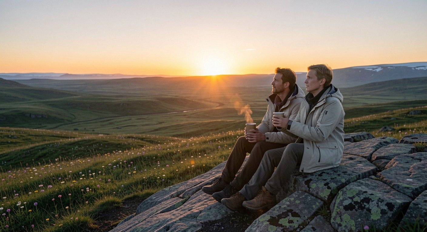 Travelers experiencing the midnight sun phenomenon in northern Scandinavia