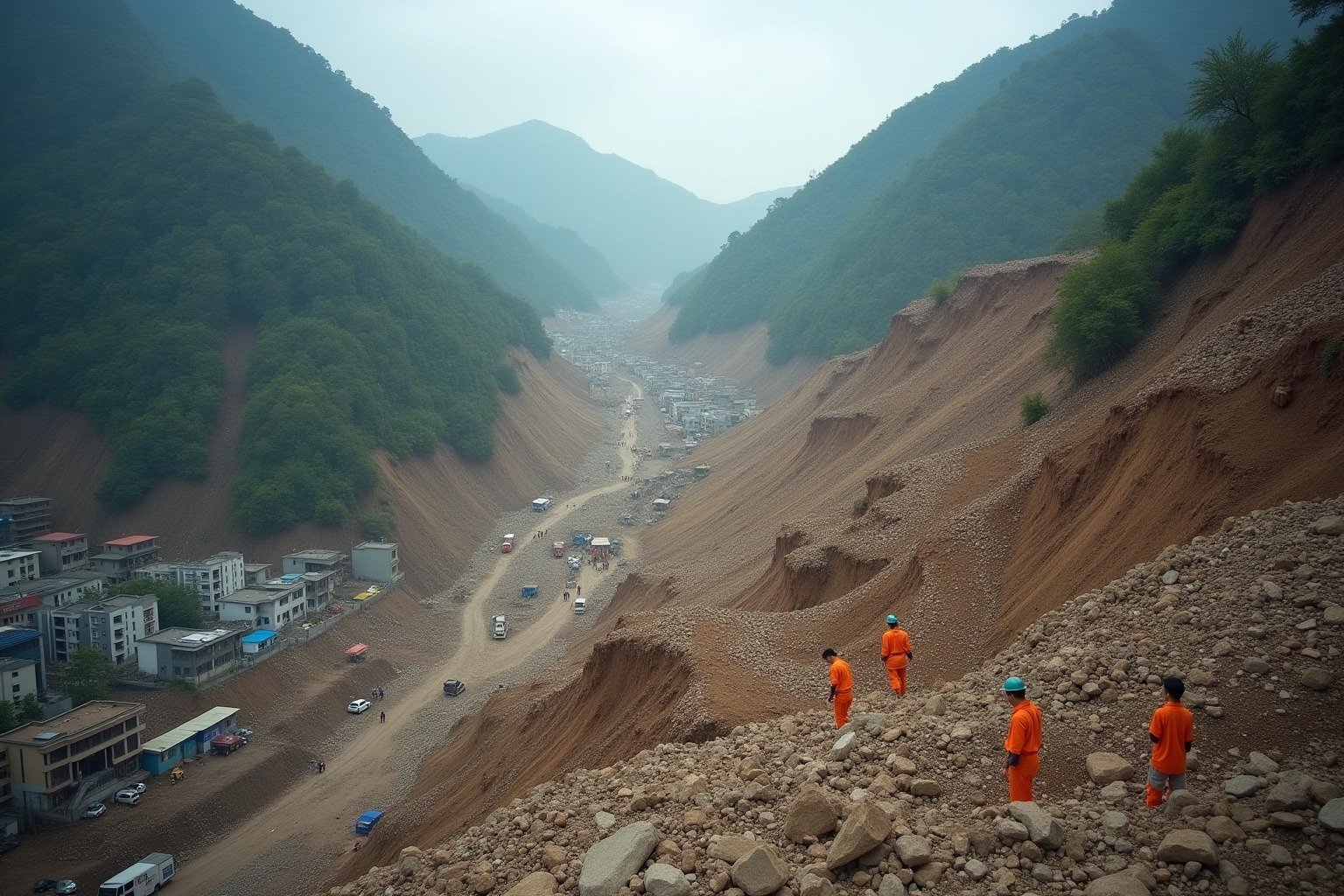 Massive landslide in Chongqing China buries homes as rescue workers search debris