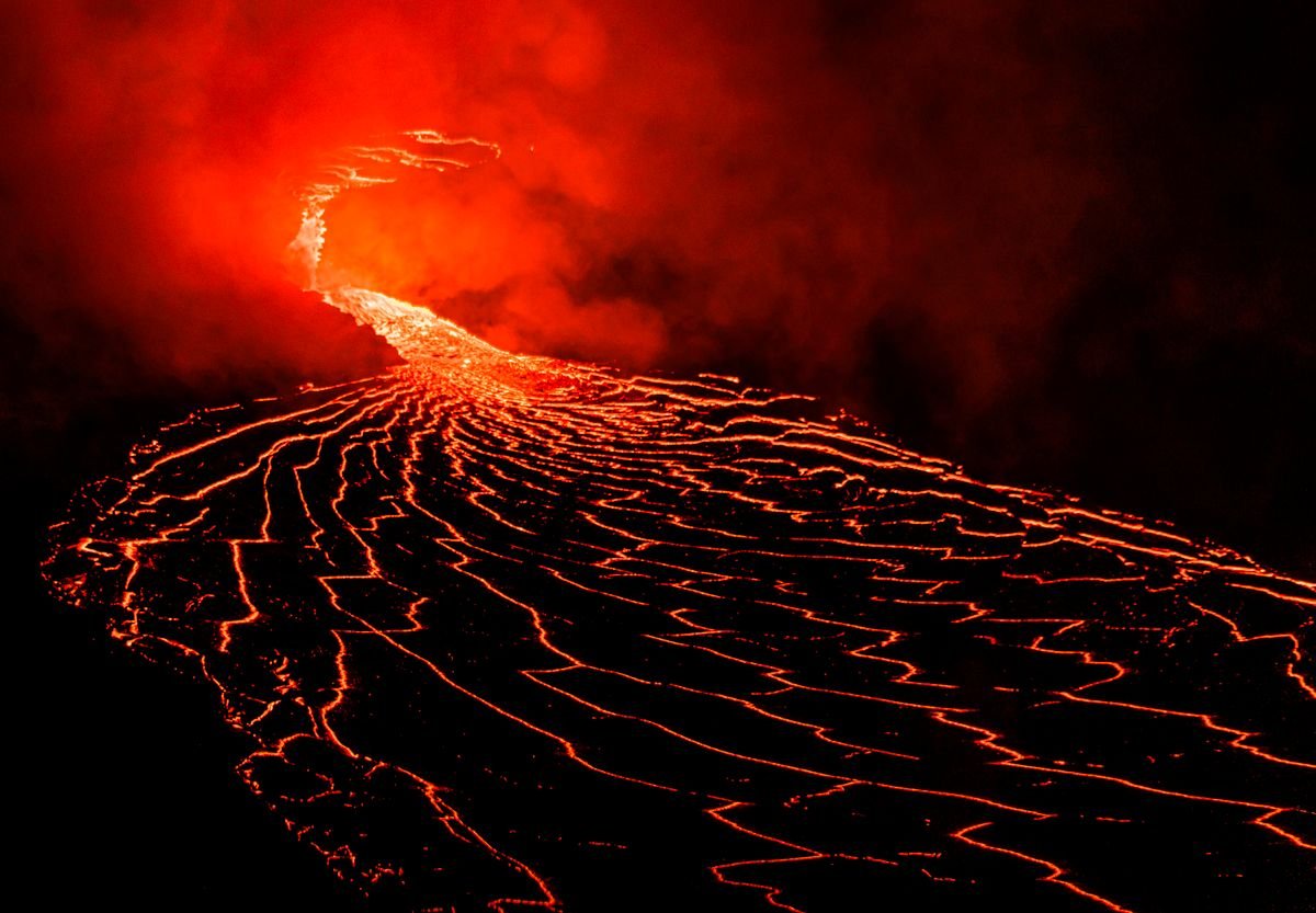 Mayon Volcano eruption with lava and ash plume over Albay province Philippines July 2026